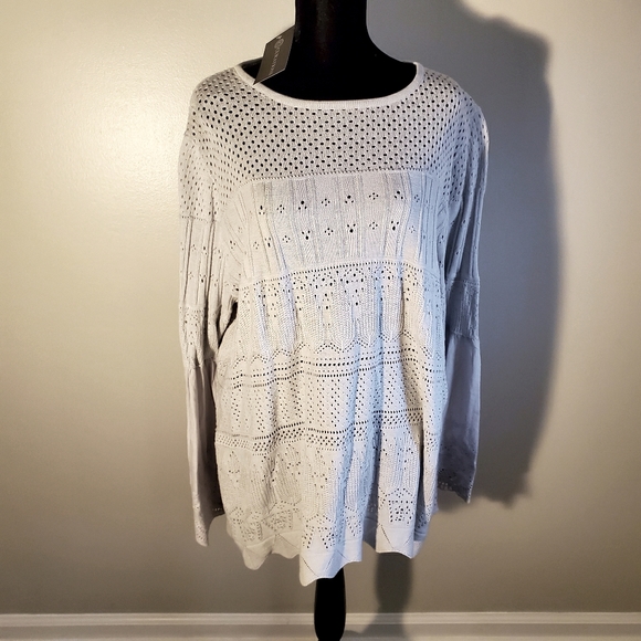 Dove Grey Eyelet Tunic top - Picture 1 of 7